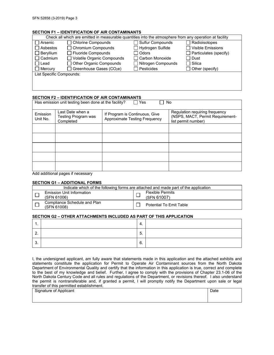 Form SFN52858 Download Fillable PDF or Fill Online Permit Application ...