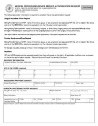 Form SFN511 &quot;Medical Procedures/Device Service Authorization Request&quot; - North Dakota