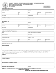 Form SFN710 Health Tracks - Referral and Request for Information - North Dakota