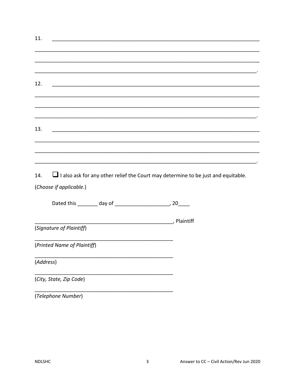 North Dakota Answer to Counterclaim - Fill Out, Sign Online and ...