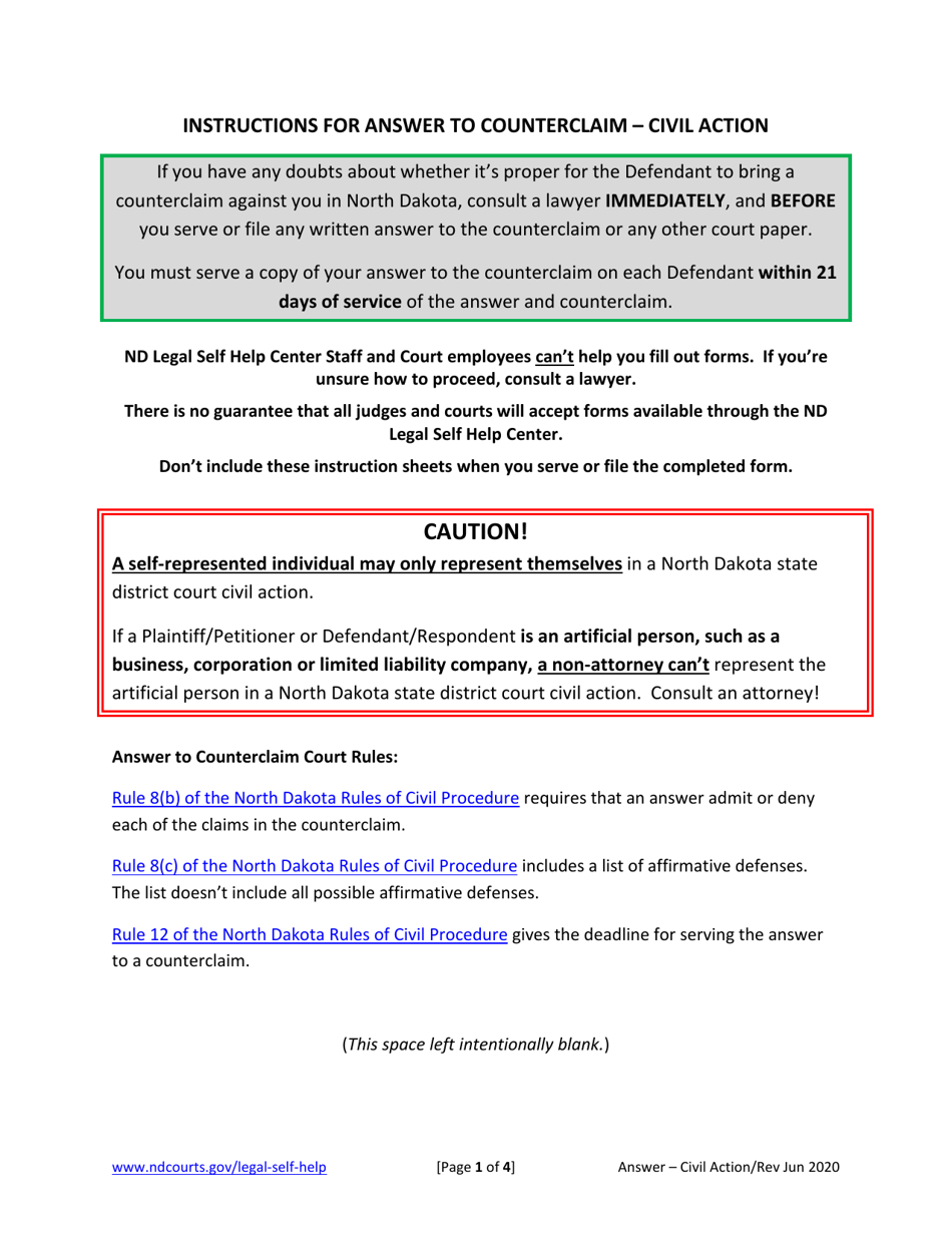 Answer to Counterclaim - North Dakota, Page 4