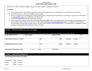 Form ADM4717 Benefit Enrollment/Change Form - Ohio