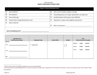 Form ADM4717 Benefit Enrollment/Change Form - Ohio, Page 2