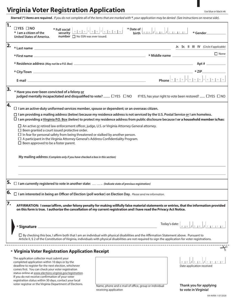 Form VA-NVRA-1 - Fill Out, Sign Online and Download Printable PDF ...