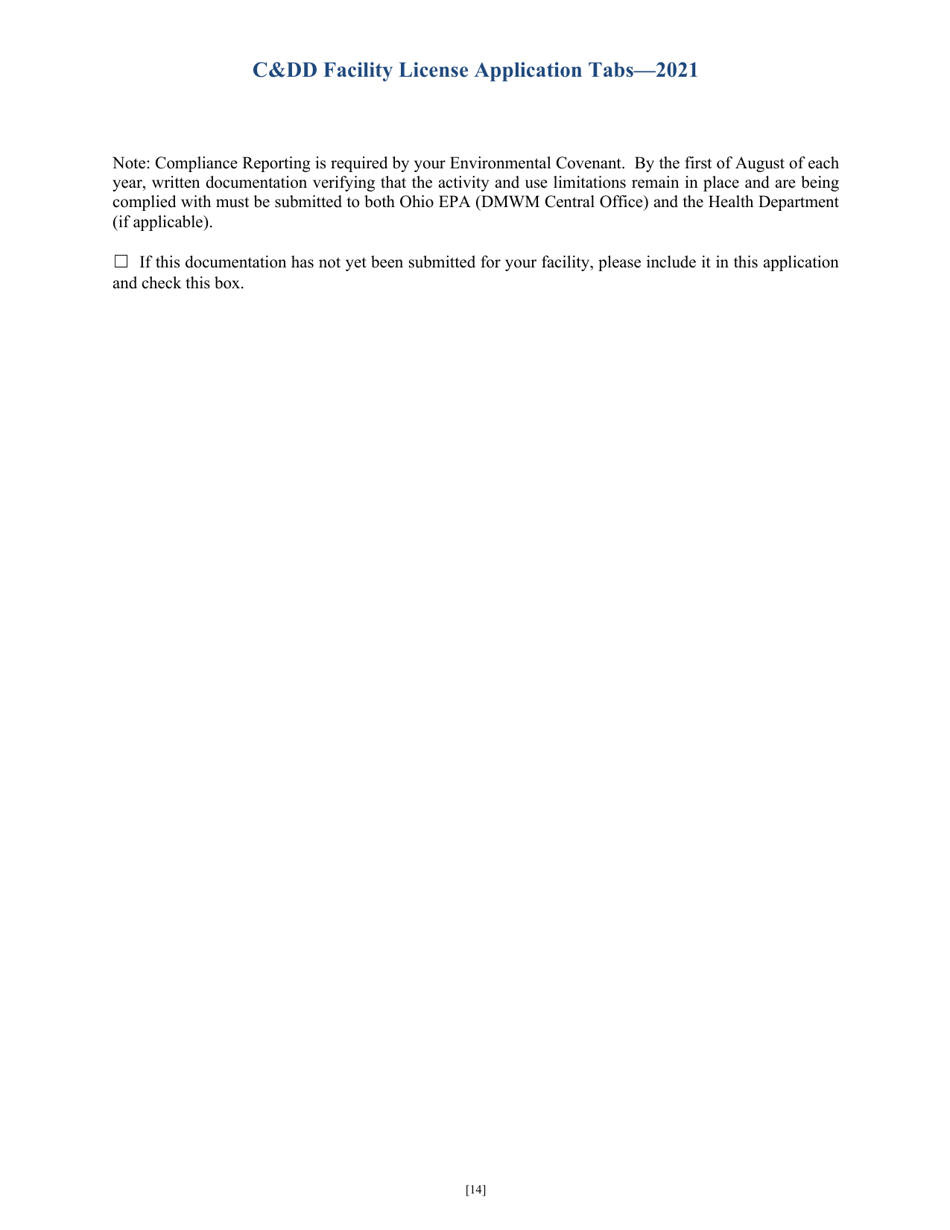 CDD Facility License Application Tabs - Ohio, Page 14