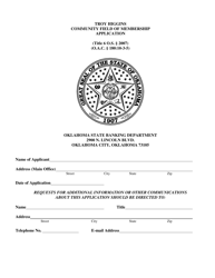 Document preview: Troy Higgins Community Field of Membership Application - Oklahoma