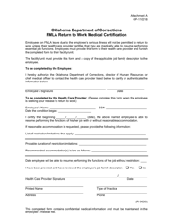 Document preview: Form OP-110218 Attachment A Fmla Return to Work Medical Certification - Oklahoma