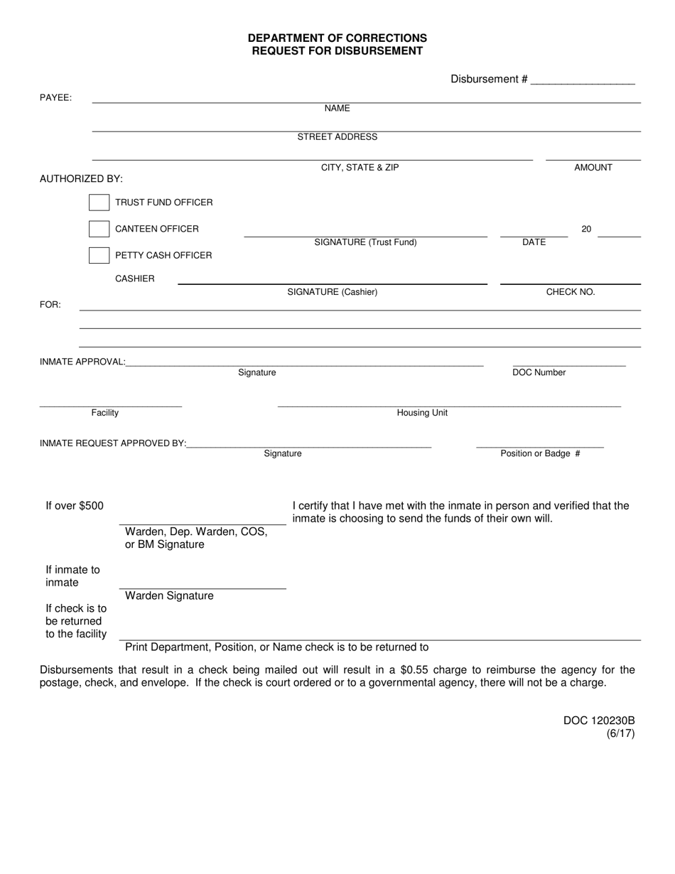 Form OP-120230B Request for Disbursement - Oklahoma, Page 1