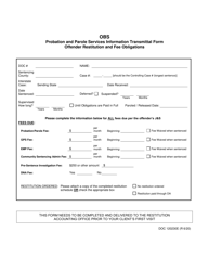 Document preview: Form OP-120230E Probation and Parole Services Information Transmittal Form Offender Restitution and Fee Obligations - Oklahoma