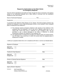 Document preview: Form OP-120401 Attachment C Request for Authorization to Use State Vehicle for Emergency Response - Oklahoma