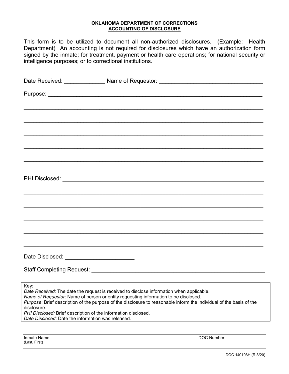 Form OP-140108H Accounting of Disclosure - Oklahoma, Page 1