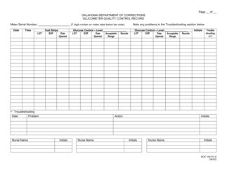 Document preview: Form OP-140112 A Glucometer Quality Control Record - Oklahoma