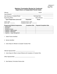 Document preview: Form OP-160201 Attachment H Statutory Termination Review for Continued Supervision on Suspended/ Parole Cases - Oklahoma