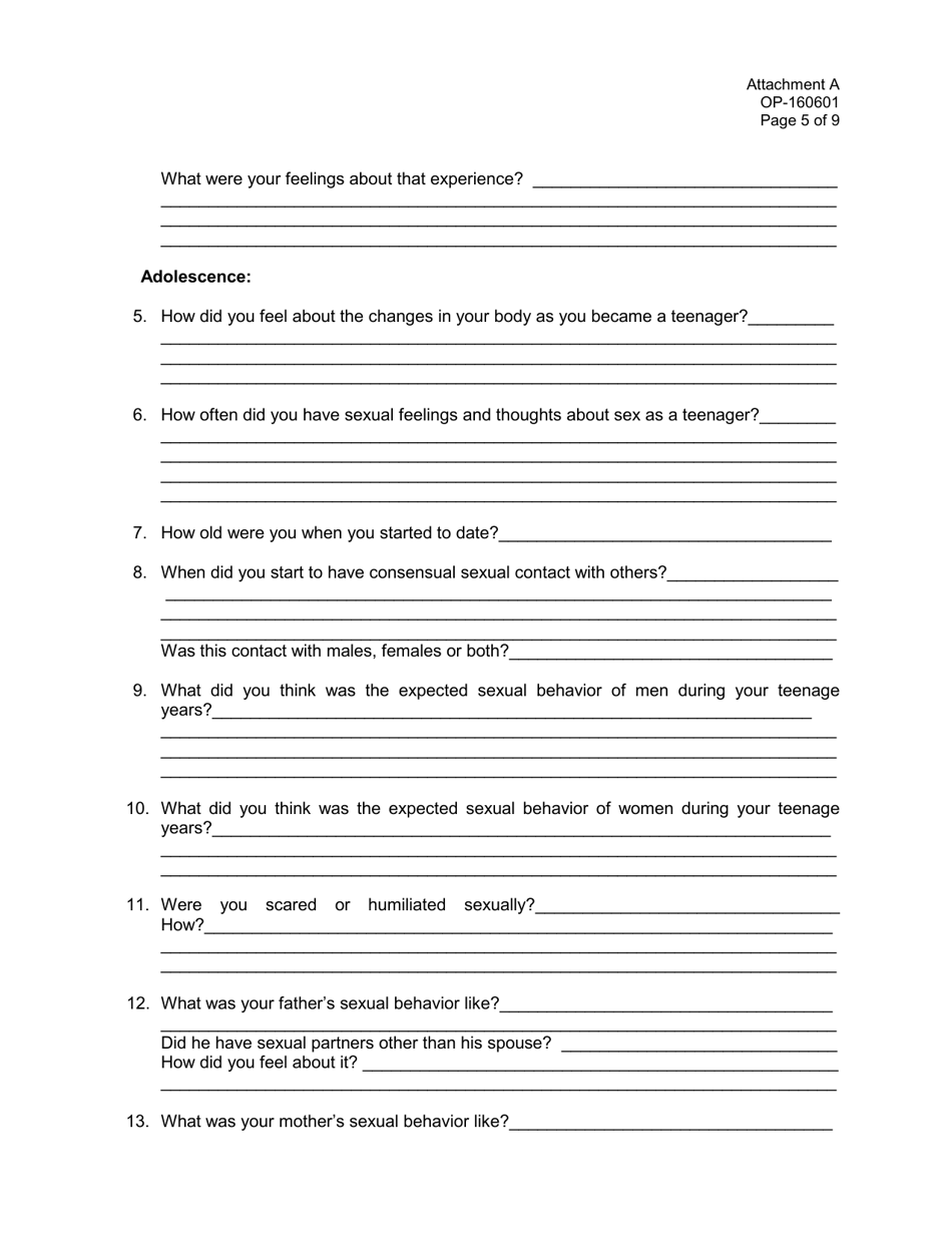 Form OP-160601 Attachment A Sex Offender Autobiography - Oklahoma, Page 5