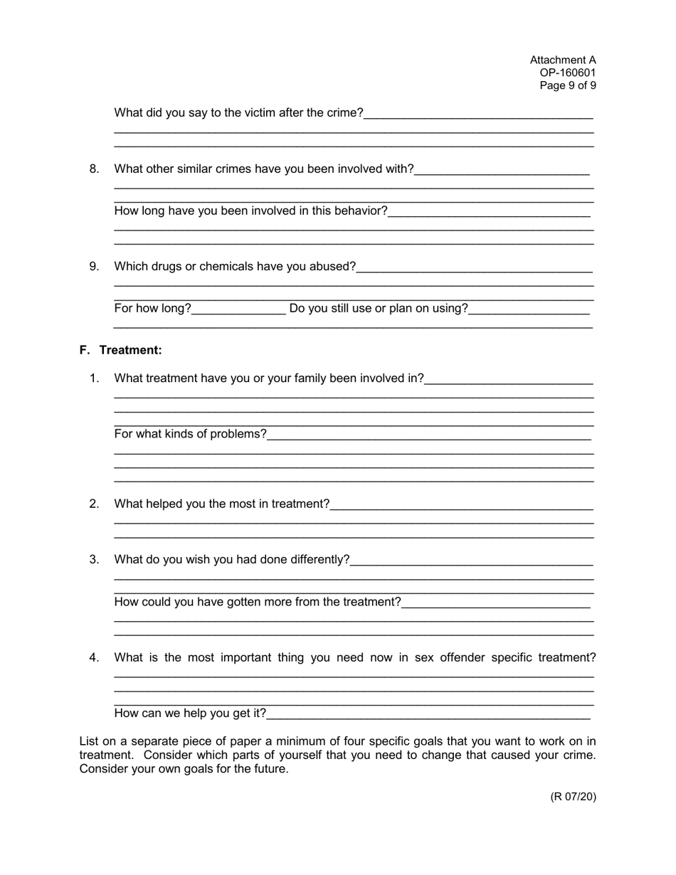 Form OP-160601 Attachment A Sex Offender Autobiography - Oklahoma, Page 9