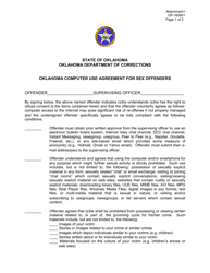 Document preview: Form OP-160601 Attachment I Oklahoma Computer Use Agreement for Sex Offenders - Oklahoma