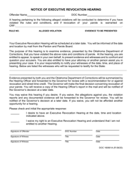 Document preview: Form OP-160901A Notice of Executive Revocation Hearing - Oklahoma