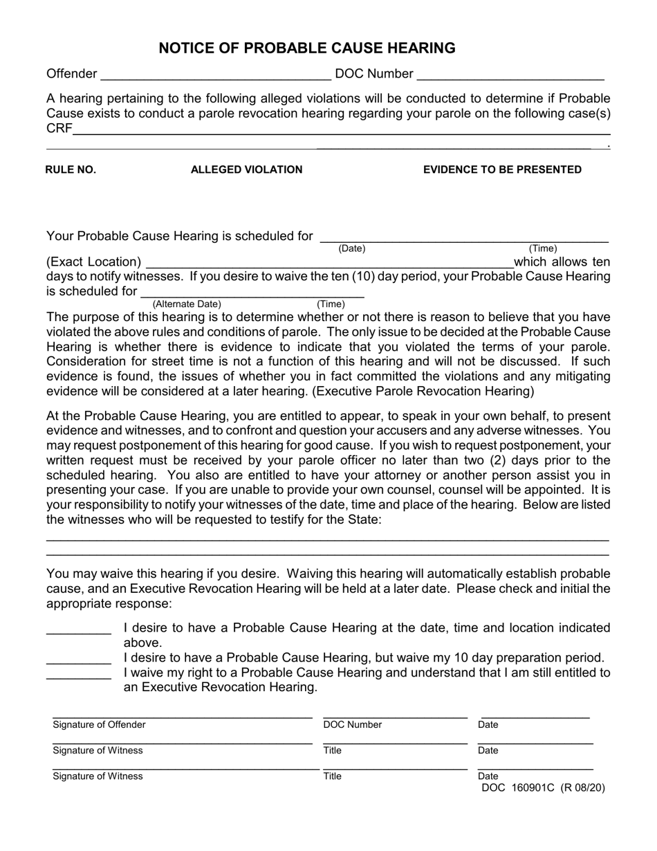 Form OP-160901C Notice of Probable Cause Hearing - Oklahoma, Page 1