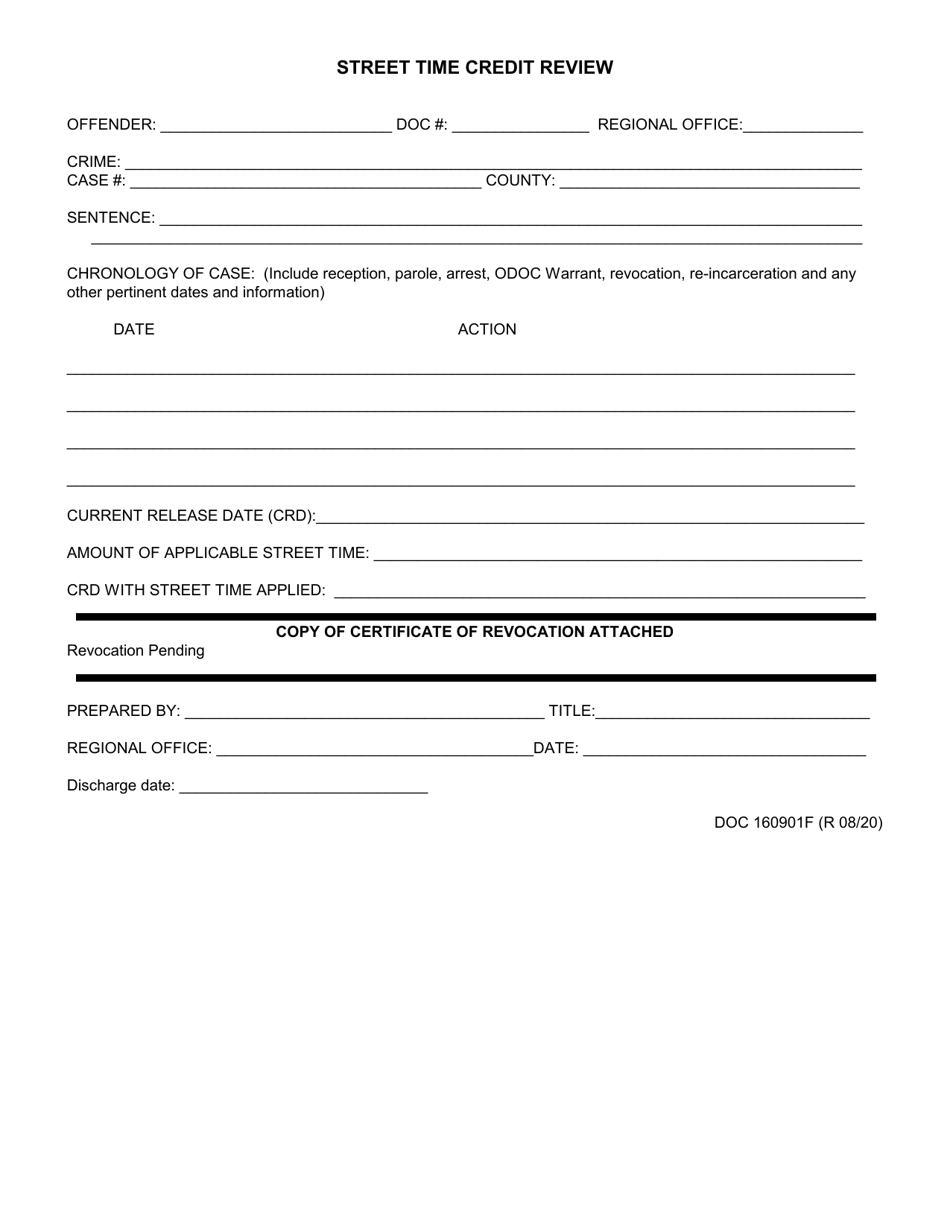 Form OP-160901F Street Time Credit Review - Oklahoma, Page 1
