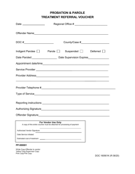 Document preview: Form OP-160901K Probation & Parole Treatment Referral Voucher - Oklahoma