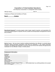 Form OP-160901G Imposition of Intermediate Sanctions (For Temporary Incarceration in a Designated Odoc Facility) - Oklahoma