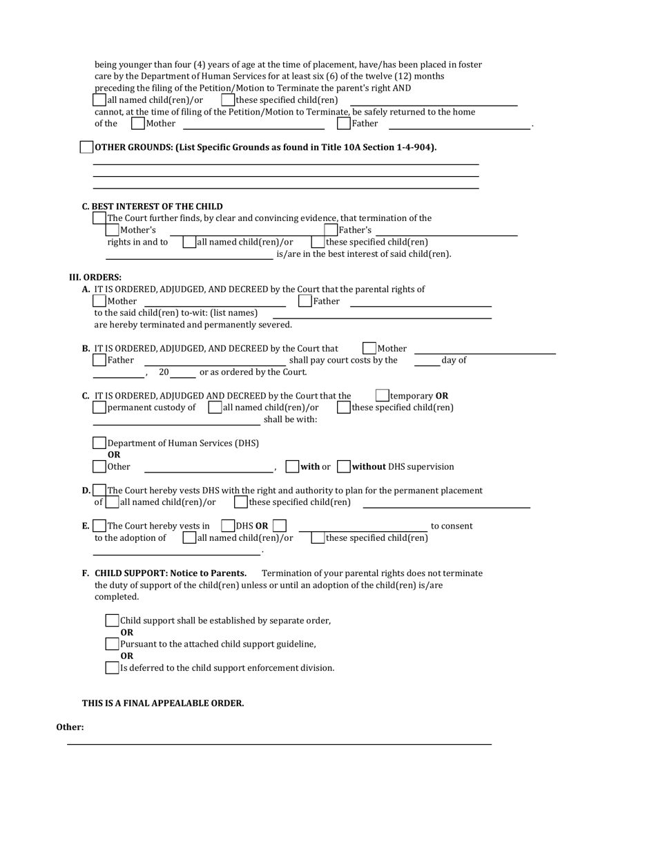 Order Terminating Parental Rights - Icwa Compliant - Oklahoma, Page 5