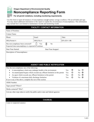 Noncompliance Reporting Form - Oregon