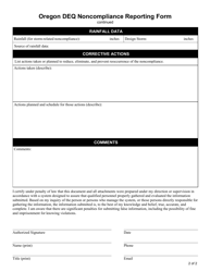 Noncompliance Reporting Form - Oregon, Page 2