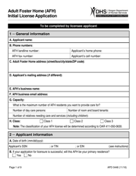 Form ADP0448 Adult Foster Home (Afh) Initial License Application - Oregon, Page 2