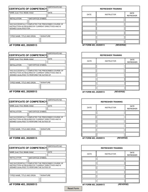 AF Form 483  Printable Pdf