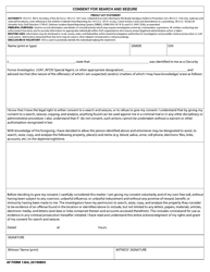 Document preview: AF Form 1364 Consent for Search and Seizure
