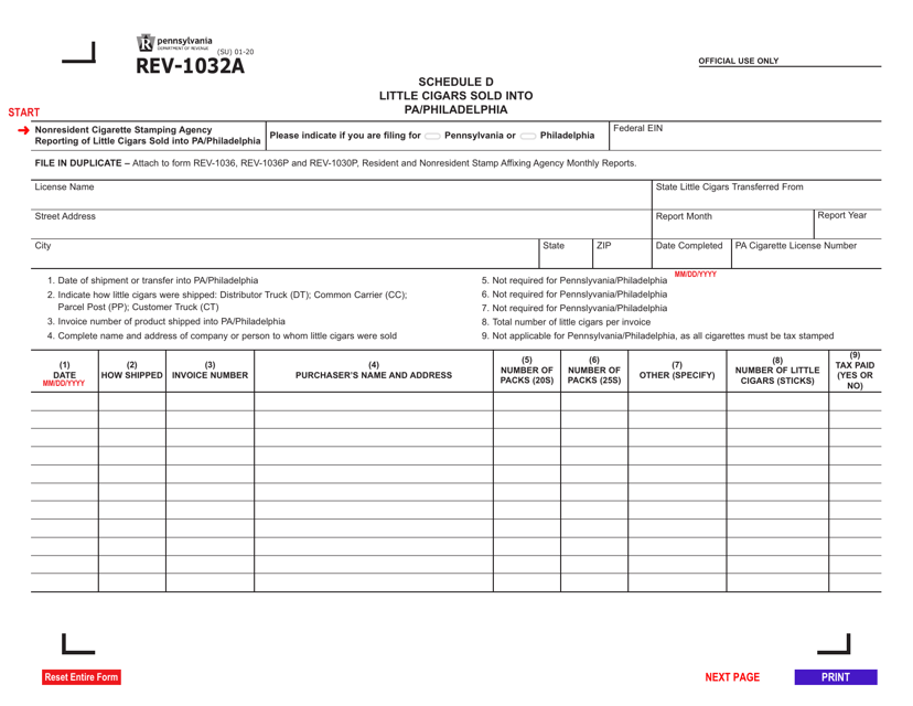 Form REV-1032A Schedule D  Printable Pdf