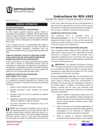 Form REV-1042 Cigarette Tax/Tobacco Products Exemption Certificate - Pennsylvania, Page 3