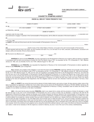 Document preview: Form REV-1075 Bond Cigarette Stamping Agency - Pennsylvania