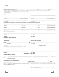 Form REV-1075 Bond Cigarette Stamping Agency - Pennsylvania, Page 2