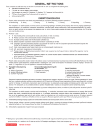 Form REV-1220 Pennsylvania Exemption Certificate - Pennsylvania, Page 2