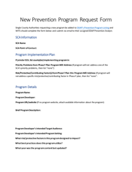 New Prevention Program Request Form - Pennsylvania