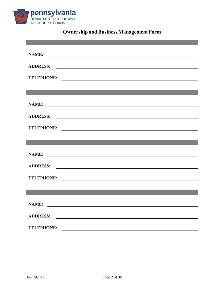 Ownership and Business Management Form - Pennsylvania, Page 2