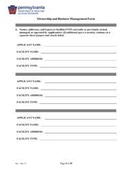Ownership and Business Management Form - Pennsylvania, Page 5
