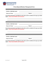 Ownership and Business Management Form - Pennsylvania, Page 8