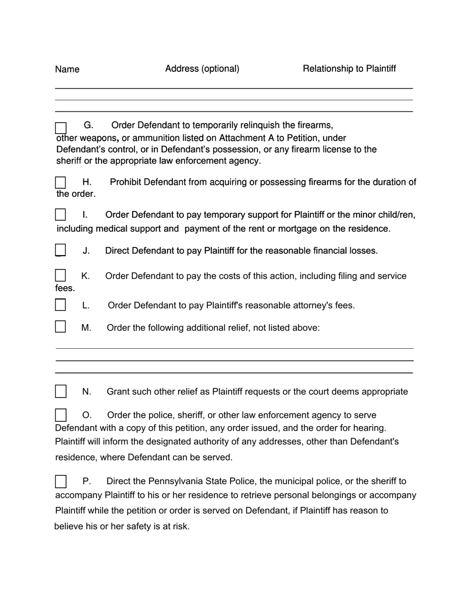 Petition for Protection From Abuse - Pennsylvania, Page 6