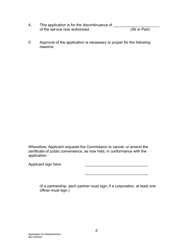 Application for Approval of Abandonment or Discontinuance of Service, in Whole or in Part - Pennsylvania, Page 3