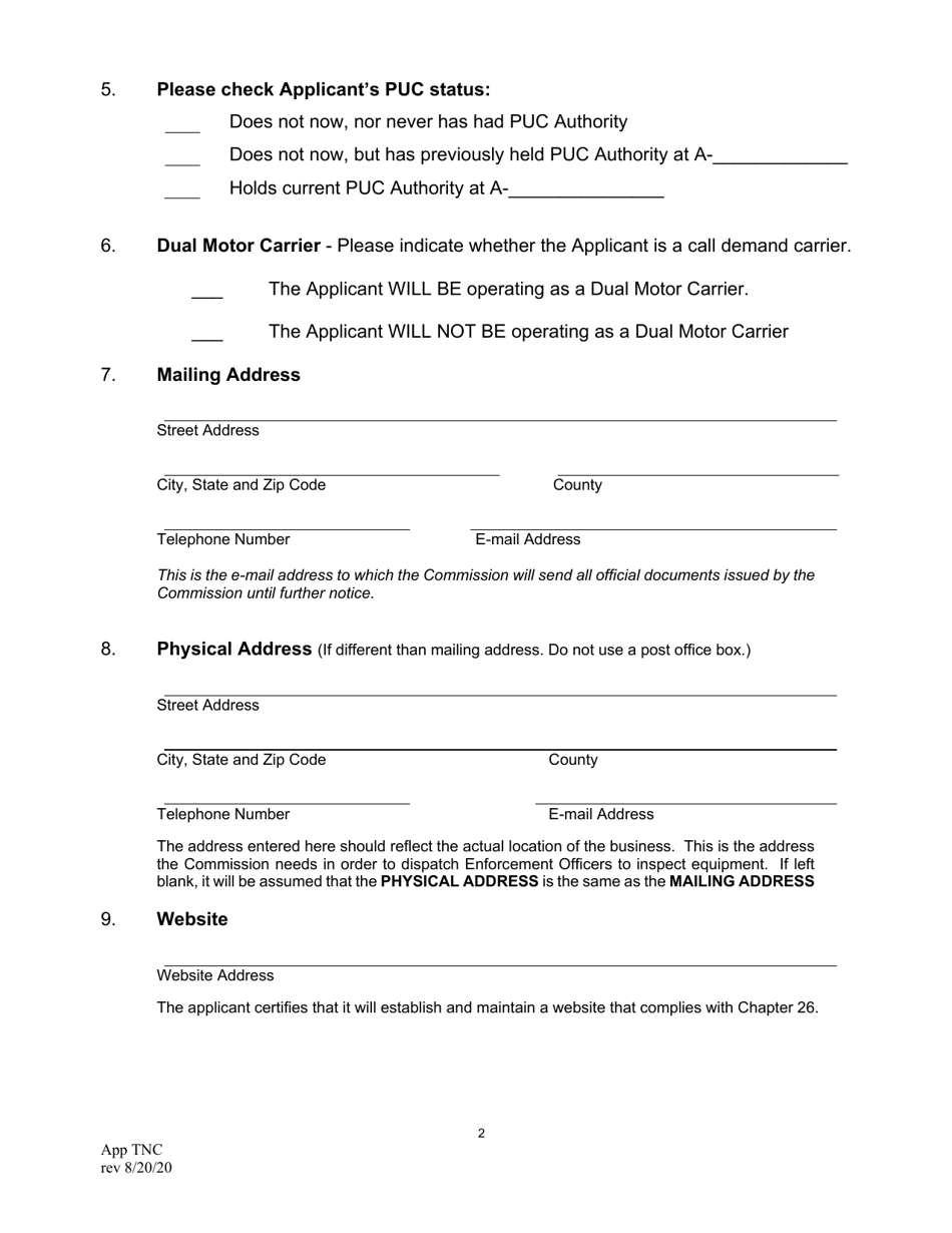 Application for Transportation Network Service License - Pennsylvania, Page 4