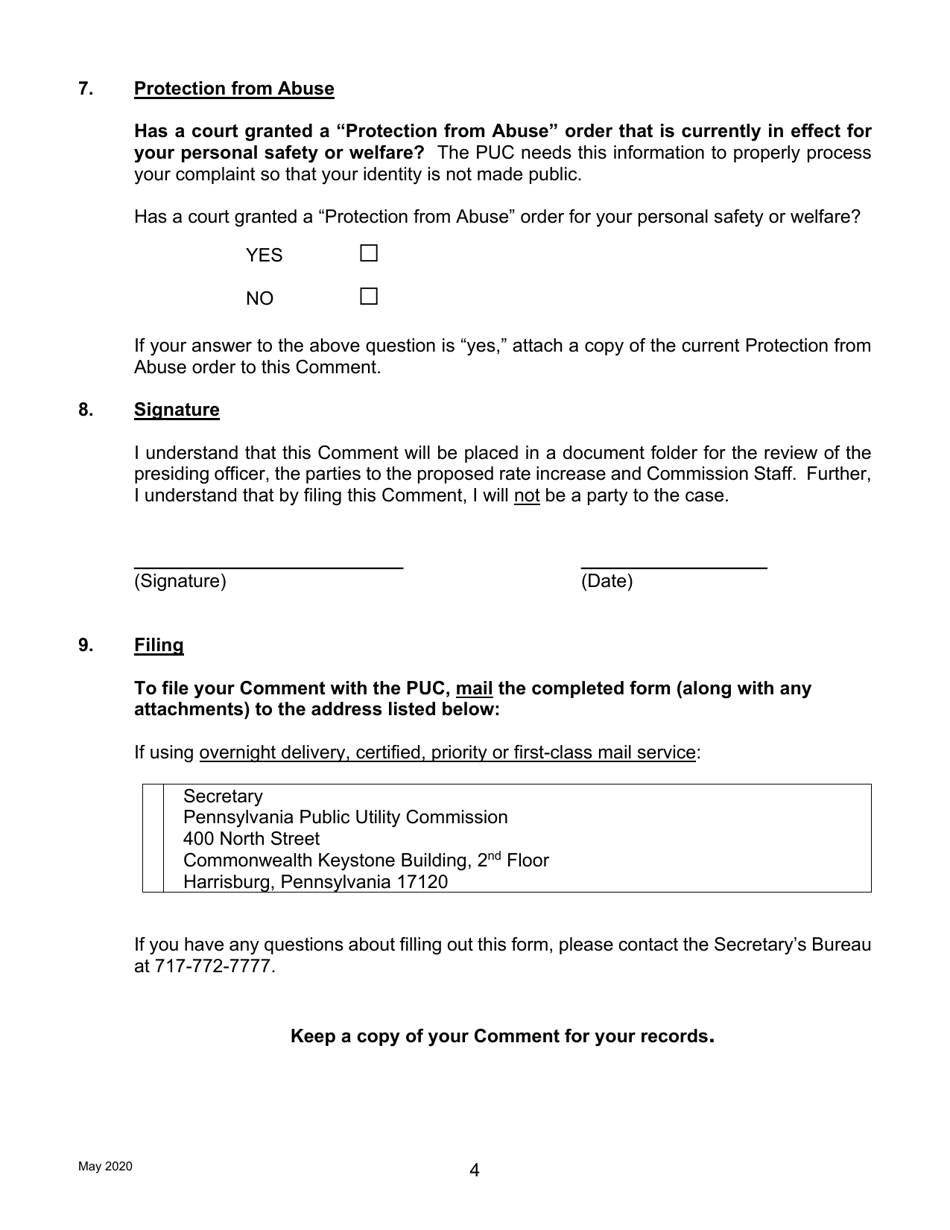 Comment on Proposed Rate Increase - Pennsylvania, Page 4