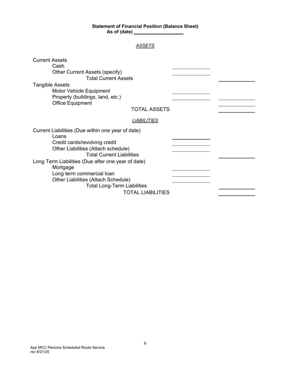 Application for Motor Common Carrier of Persons in Scheduled Route Service - Pennsylvania, Page 10