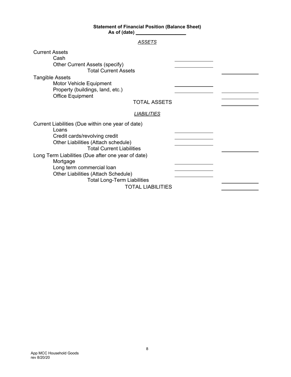 Application for Motor Common Carrier or Motor Contract Carrier of Household Goods in Use - Pennsylvania, Page 10