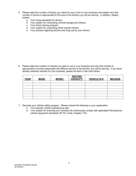 Application for Motor Common Carrier or Motor Contract Carrier of Household Goods in Use - Pennsylvania, Page 8