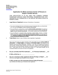 Application for Motor Common Carrier of Persons in Airport Transfer Service - Pennsylvania, Page 3