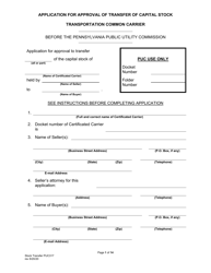 Form PUC317 Application for Approval of Transfer of Capital Stock Transportation Common Carrier - Pennsylvania, Page 2