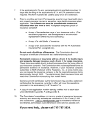 Emergency Temporary Authority Application - Pennsylvania, Page 2